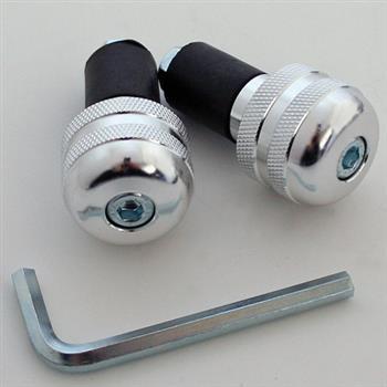 Handlebar ends, alu, silver, f. steel handle bars, pair