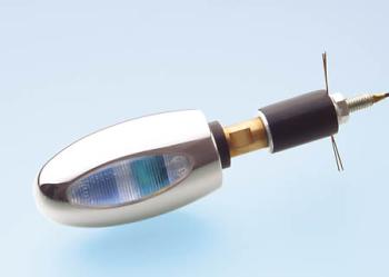 Preview: Lenkerendenblinker BL 1000 White, Aluminium poliert, weißes Glas