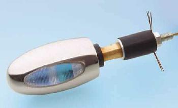 Lenkerendenblinker BL 1000 White Messing chrom hochglänzend, weißes Glas