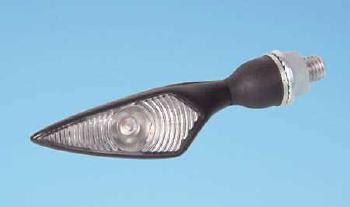 Blinker MicroRhombus schwarz, weißes Glas, vl./hr.