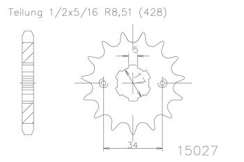 Pinion gear, 15 teeth