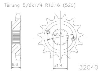 Pinion gear, 14 teeth