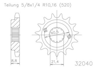 Pinion gear, 14 teeth