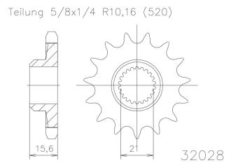 Pinion gear, 14 teeth