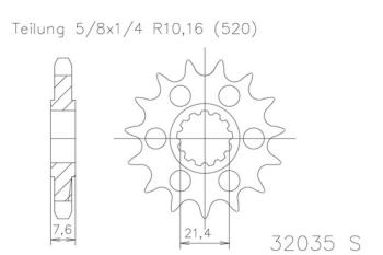 Pinion gear, 14 teeth