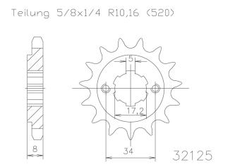 Pinion gear, 14 teeth