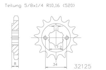 Pinion gear, 14 teeth