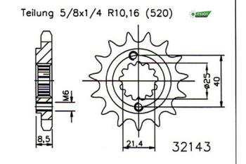 Pinion, 15 teeth