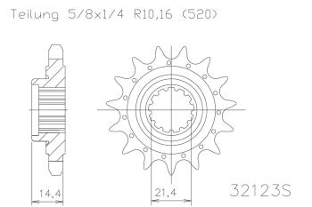 Pinion gear, 14 teeth