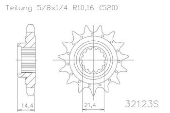 Pinion gear, 14 teeth