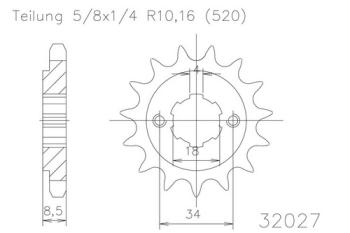 Pinion gear, 14 teeth