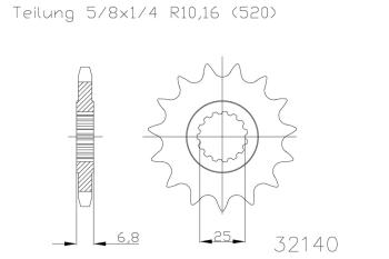 Pinion gear, 14 teeth