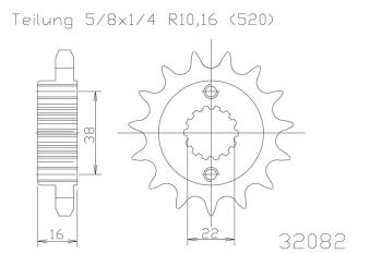 Pinion gear, 14 teeth