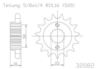 Pinion gear, 14 teeth