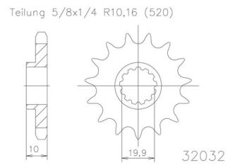 Pinion gear, 14 teeth