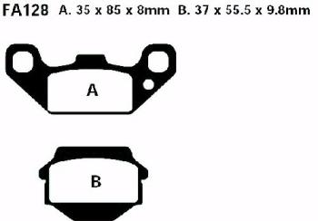 Bremsbelag - Satz Redstuff TT Carbon/Grafit (organisch) (EBC), FA128TT