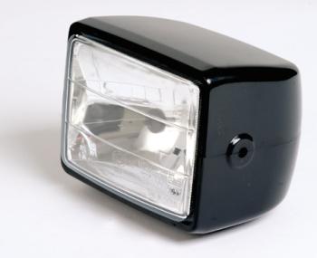 Rechteckscheinwerfer, seitliche Befestigung, H4 12V 60/55W, ABS, schwarz