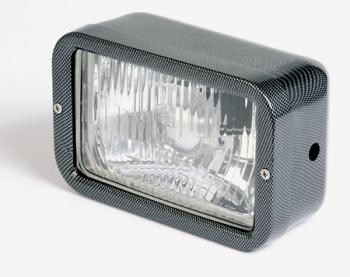 Rechteckiger Scheinwerfer mit seitlicher Befestigung im Carbon-Look