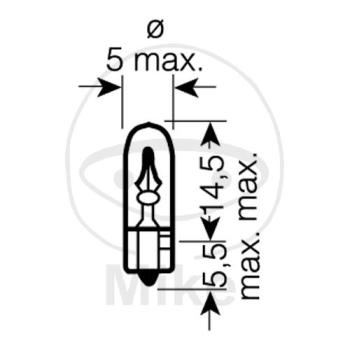 Glühlampe, 12V1.2W W2X4.6D Glas