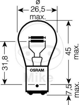 Glühlampe, 12V21/5W BAY15D