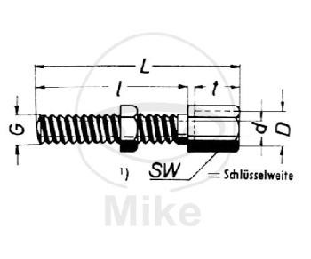 Bowdenzugstellschraube, geschlitzt, Gewinde: M6X1,00 , Länge: 34  mm