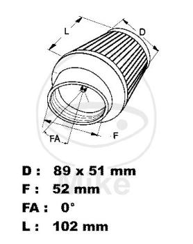Preview: Renn-Einzelluftfilter, Uni., K&N, rund konisch, 52  mm, Chromkappe