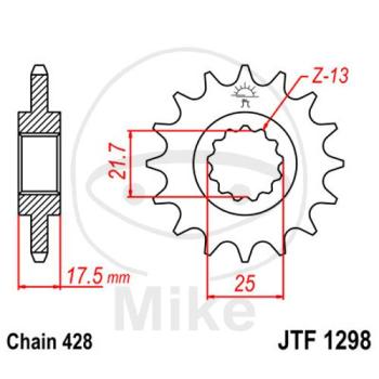 Ritzel, 17Z, Teil.: 428, feinverzahnt, Innen Ø : 21.7/25