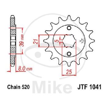 Ritzel, 14Z, Teil.: 520, grobverzahnt 5, Innen Ø : 21/25