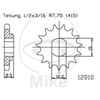 Ritzel, 10Z, Teil.: 415, Langloch 12.2/15