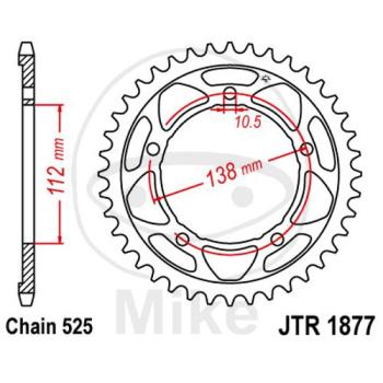 Kettenrad, 41Z, Teil.: 525, Innen Ø : 112, Lochkr.: 138