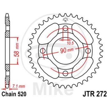 Kettenrad, 31Z, Teil.: 520, Innen Ø : 058, Lochkr.: 090