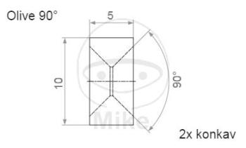Olive, 2 x Konkav 90° Durchmesser 10 mm, TYP010