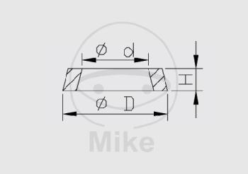 Preview: Simmerring, für Freikolben, 10X14X2,5, Kayaba