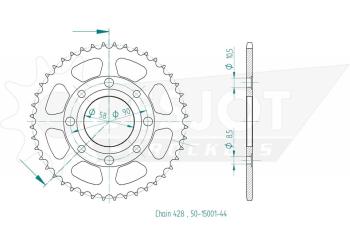 Kettenrad, 44 Zähne