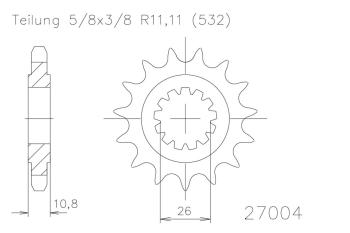 Kettenritzel, 17 Zähne