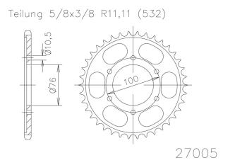 Rear sprocket, 42 teeth