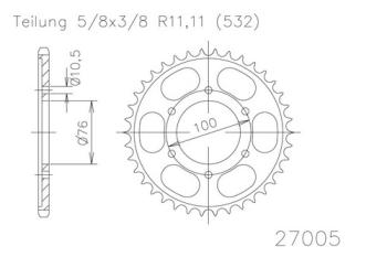 Rear sprocket, 42 teeth