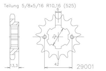 Preview: Kettenritzel, 16 Zähne