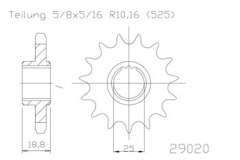 Pinion gear, rubberized, 17 teeth