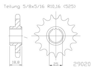 Pinion gear, rubberized, 17 teeth