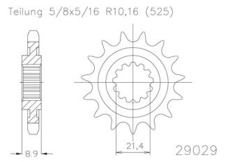 Preview: Kettenritzel, 16 Zähne