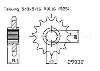 Kettenritzel, 17 Zähne