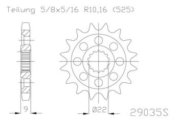 Preview: Kettenritzel, 16 Zähne