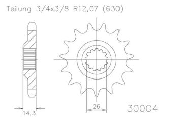 Preview: Kettenritzel, 15 Zähne