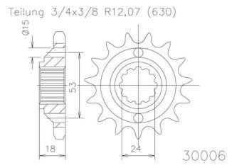 Preview: Kettenritzel, 15 Zähne