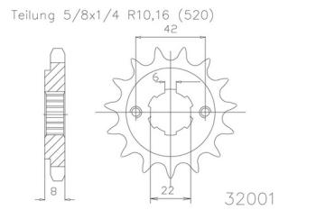 Preview: Kettenritzel, 16 Zähne