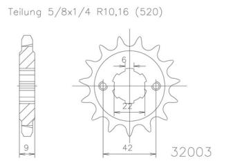 Preview: Kettenritzel, 16 Zähne