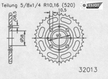 Kettenrad, 45 Zähne