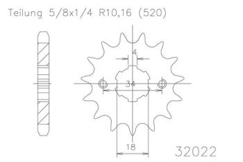Preview: Kettenritzel, 15 Zähne