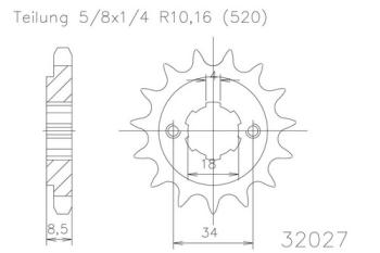 Kettenritzel, 12 Zähne